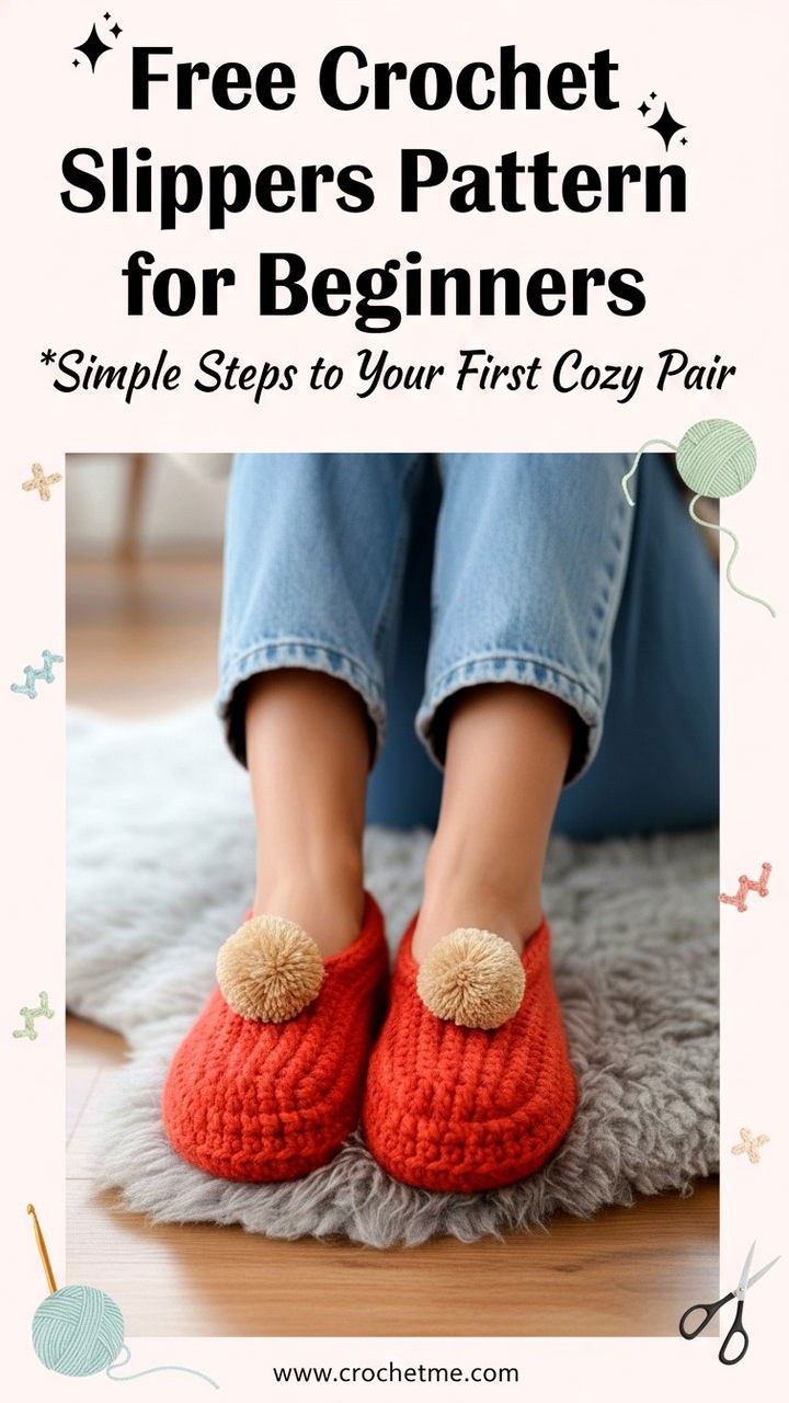 Free Crochet Slippers Pattern for Beginners